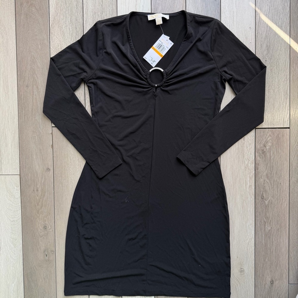 Michael Kors Black Long Sleeve Dress with Ring Detail